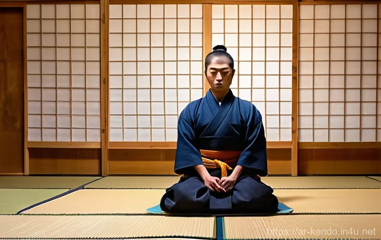 검도 선수 경기 준비 - **Mental Fortitude and Pre-Match Meditation in a Traditional Dojo Setting**
A Kendo practitioner...
